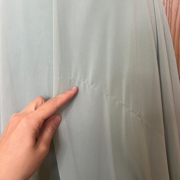 David's Bridal Womens Maxi Gown Dress Size 0 Sage Green Bridesmaid Prom Formal - Picture 5 of 13